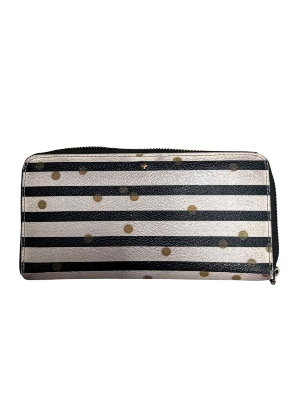 GUC Kate Spade Cedar Street Confetti Dot Stripe Zip Around Wallet Black White